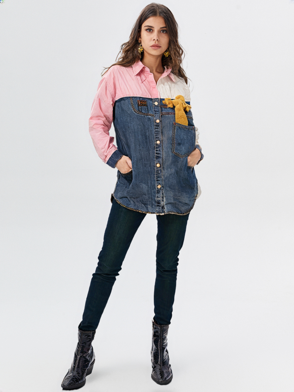 Women's Denim Shirt with Teddy Pocket