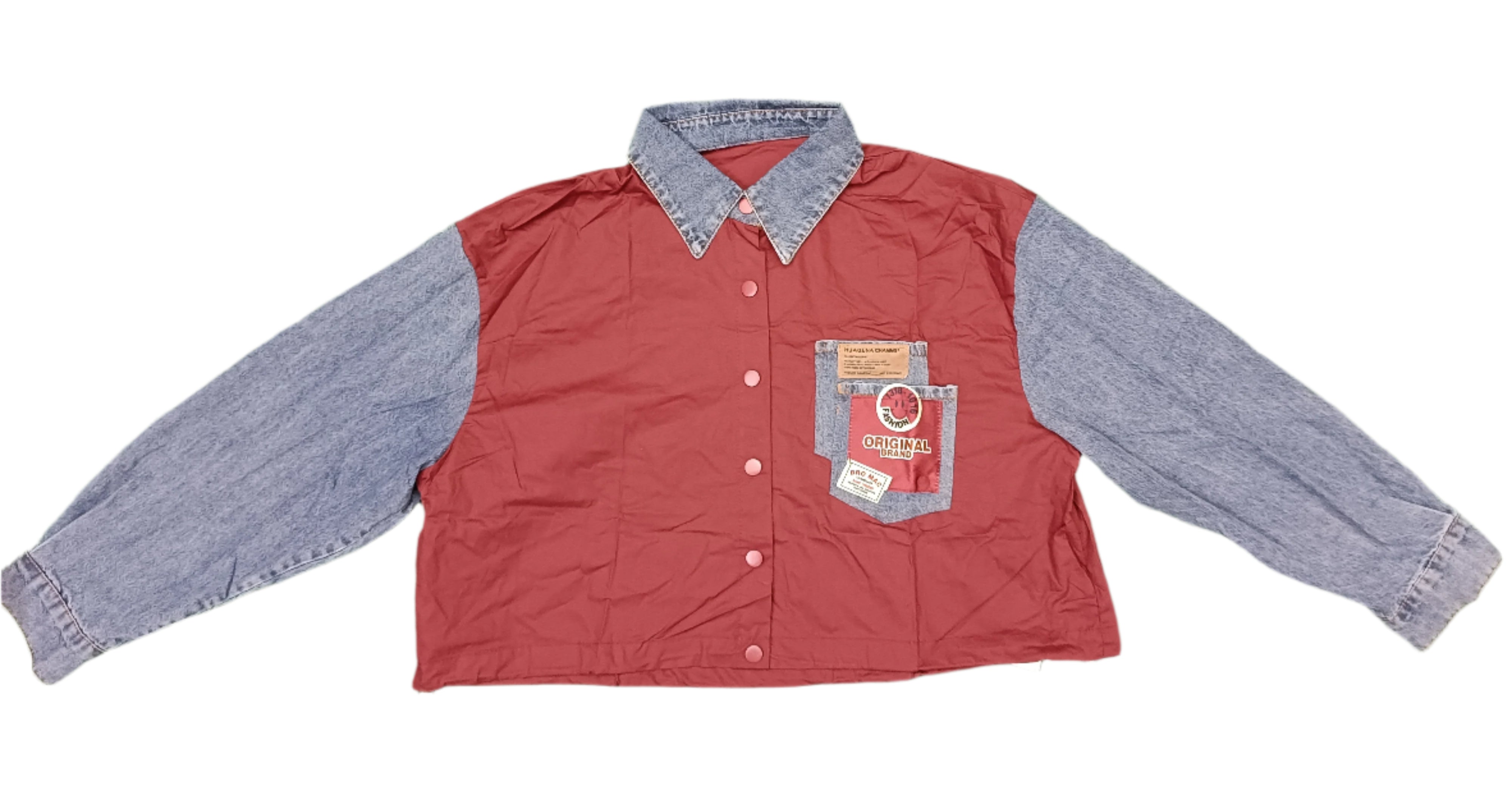 Women's Colorblock Denim Sleeve Shirt
