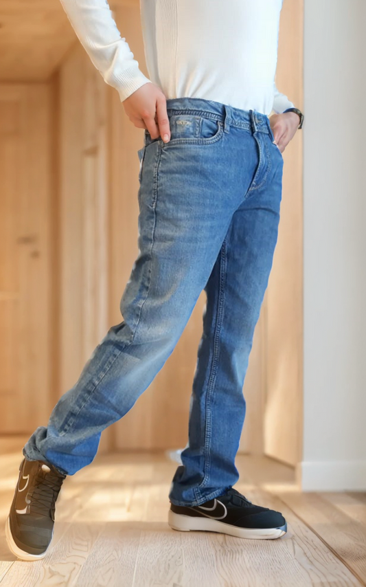 ROOKIES Med Blue 5 Pocket Midrise, Comfort And Straight Fit Jeans