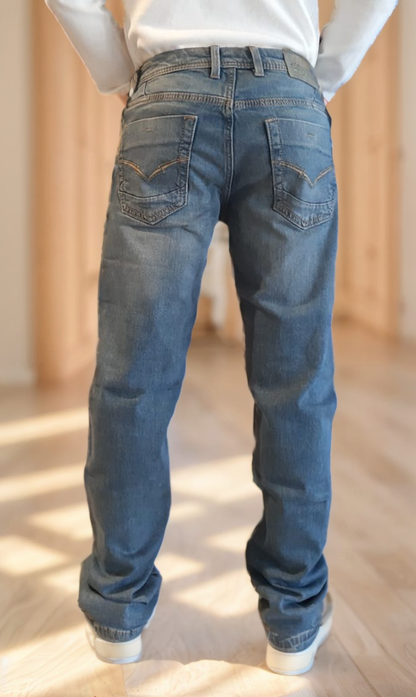 ROOKIES Med Blue 5 Pocket Midrise, Comfort And Straight Fit Jeans