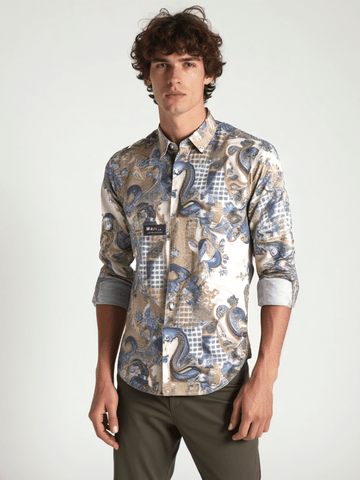 RIVERBLUE Men's Fawn Printed Shirt