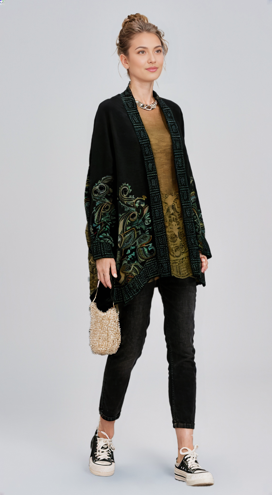 RAGE FLORAL LACE JACQUARD OPEN CARDIGANS