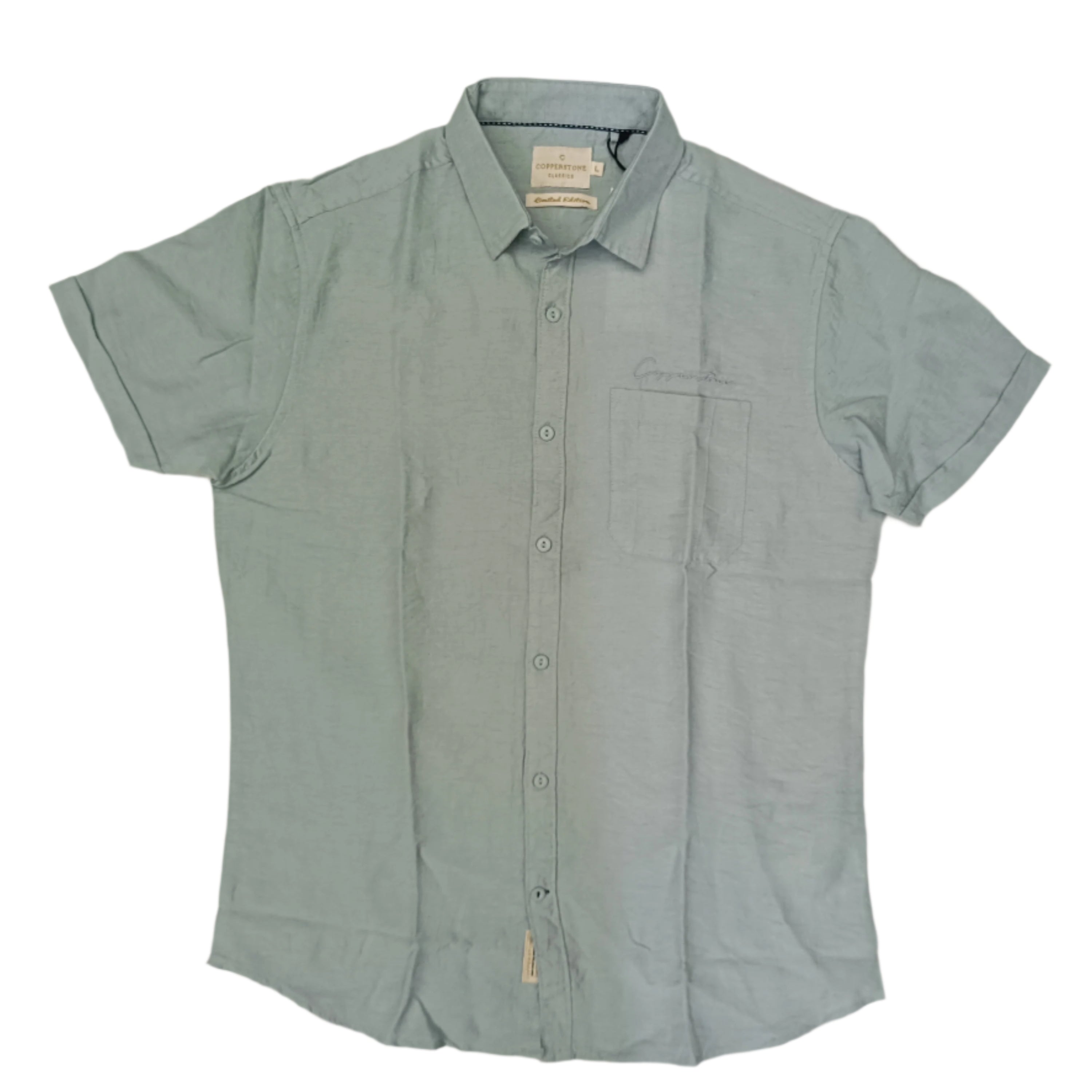 COPPERSTONE Men’s Solid Casual Shirt – Half Sleeve | Cotton Rich