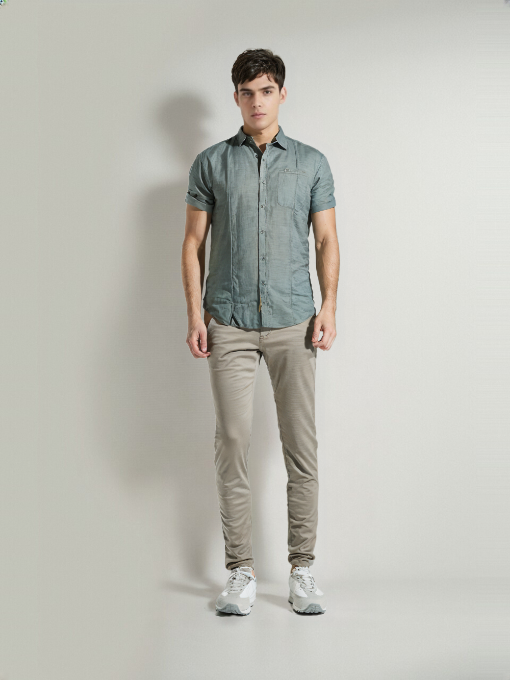 COPPERSTONE Men’s Solid Casual Shirt – Half Sleeve | Cotton Rich