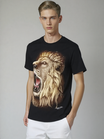 AA-Men Roar of the King – 3D Lion Graphic T-Shirt for Alpha Style