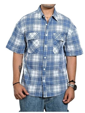 Men's Check Shirt Double pocket front H/S