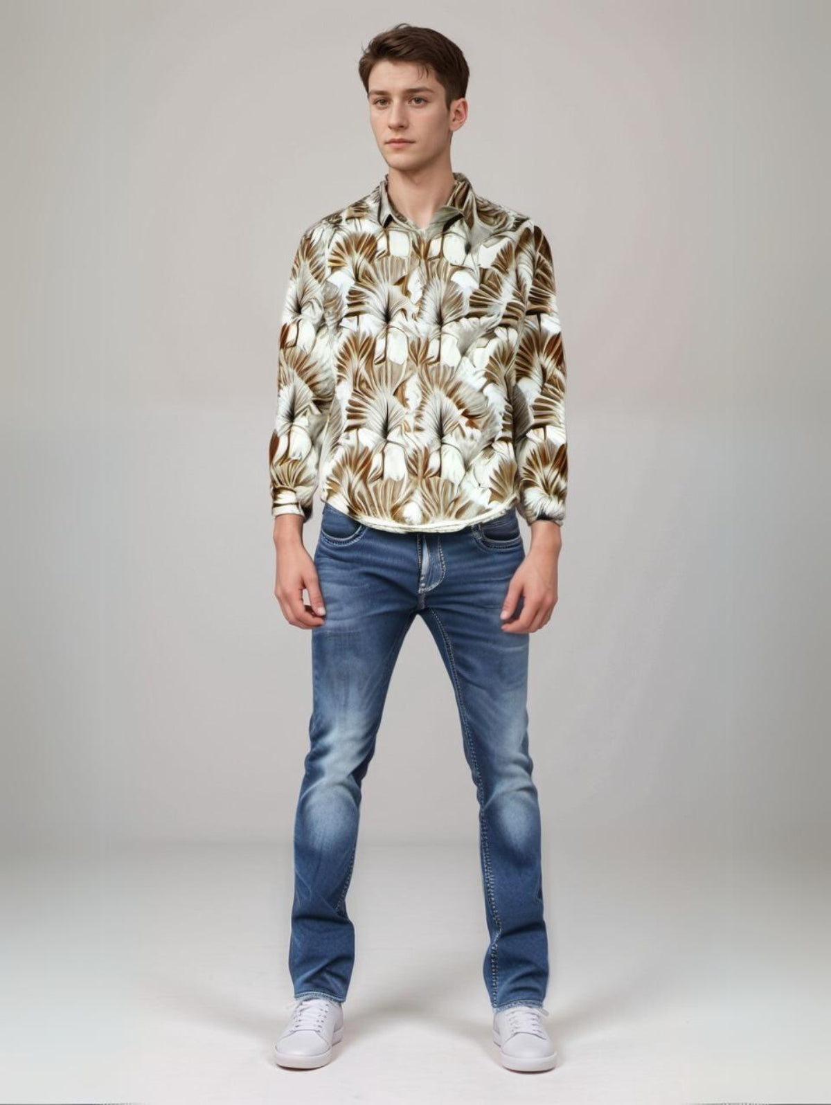 TULIP Men's Brown printed shirt