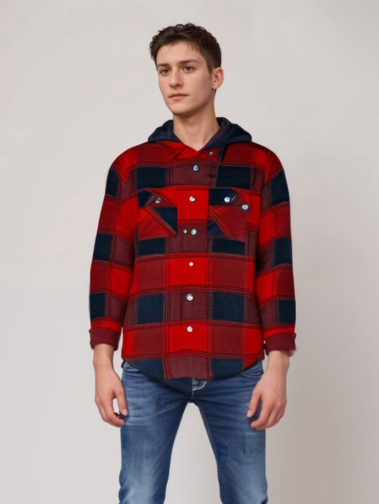 RIVERBLUE Men's Check shirt with Huddie