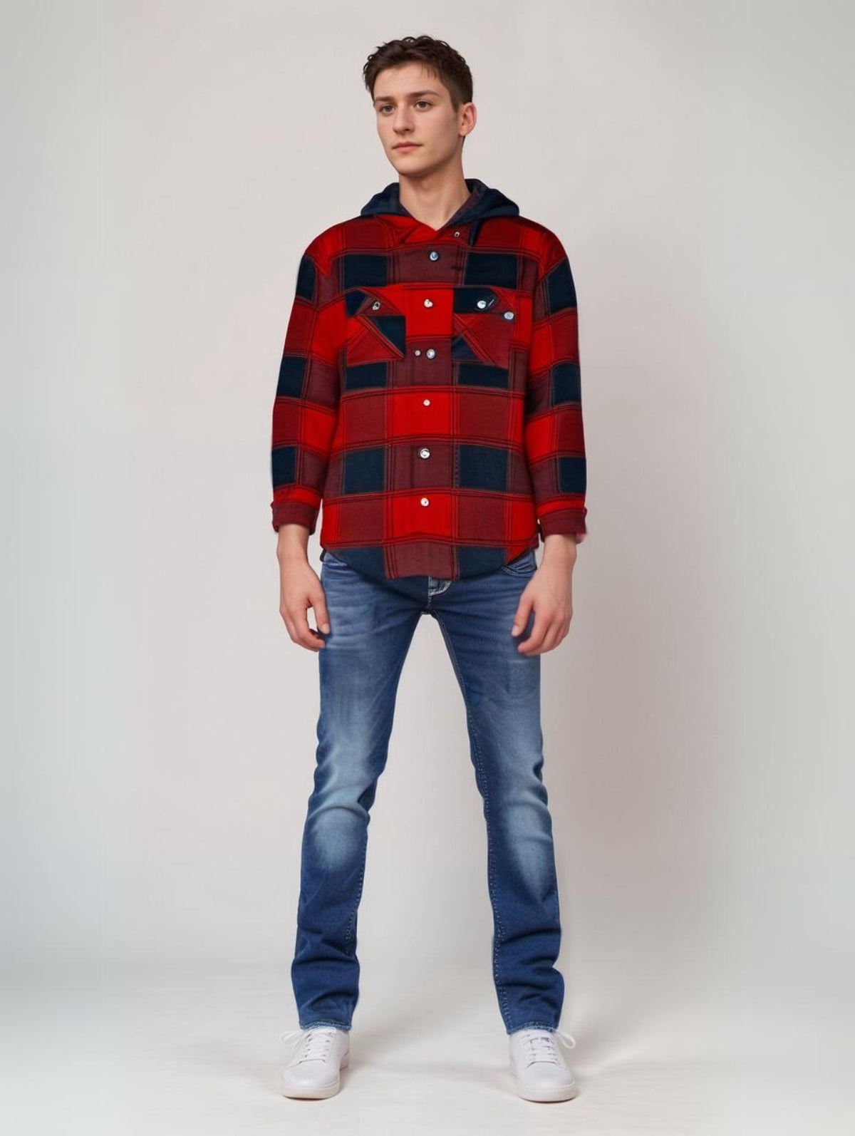 RIVERBLUE Men's Check shirt with Huddie