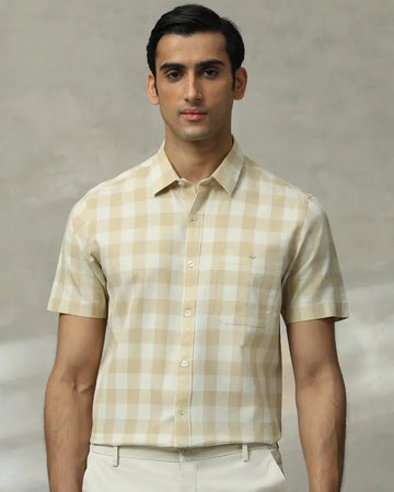 MUFTI Square Check Slim Fit Casual Shirt