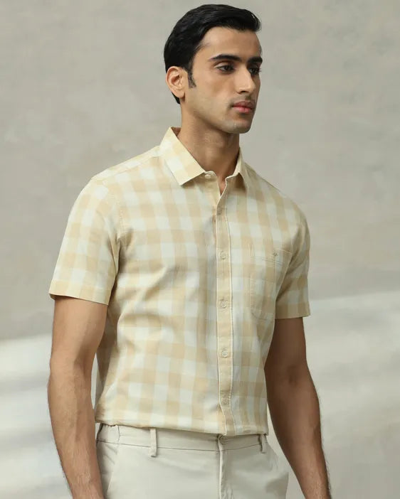 MUFTI Square Check Slim Fit Casual Shirt